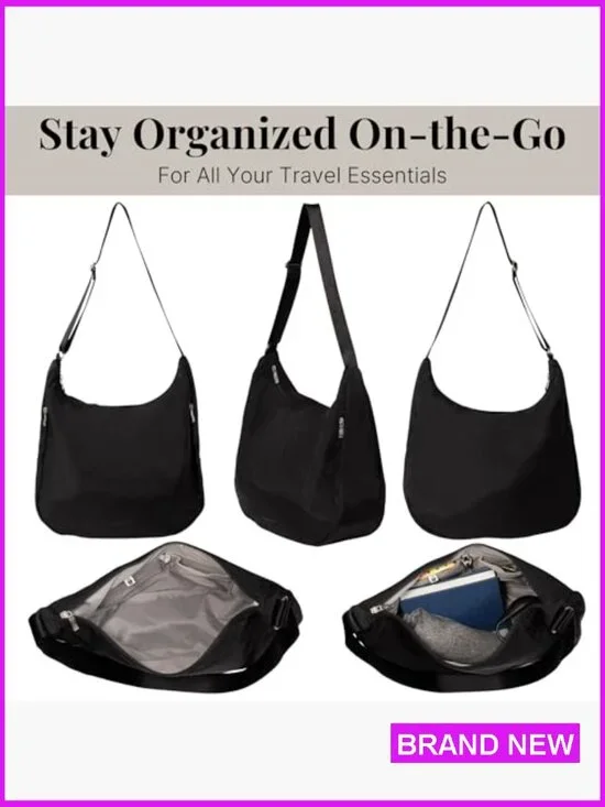 Lightweight Nylon Hobo Crossbody Bag RFID Protection Travel Purse